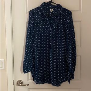 Long sleeve geometric blouse with sleeve ties